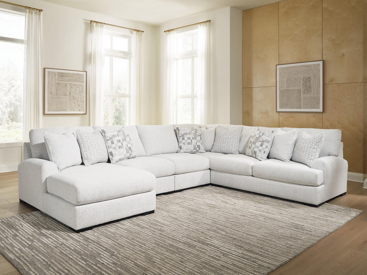 Wynncroft Manor Chalk 5-Piece Sectional with Left-Arm Facing Chaise - Ornate Home