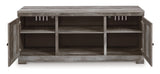 Wynnlow Gray 4-Piece Entertainment Center with Electric Fireplace (Faux glass crystals) - Ornate Home