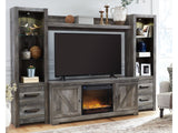 Wynnlow Gray 4-Piece Entertainment Center with Electric Fireplace (Online Special Price) (Faux glass crystals) - Ornate Home