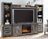 Wynnlow Gray 4-Piece Entertainment Center with Electric Fireplace (Online Special Price) (Faux glass crystals) - Ornate Home