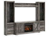 Wynnlow Gray 4-Piece Entertainment Center with Electric Fireplace (Online Special Price) (Fireplace Wood-look fireplace) - Ornate Home