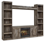 Wynnlow Gray 4-Piece Entertainment Center with Electric Fireplace (Online Special Price) (Open shelf) - Ornate Home