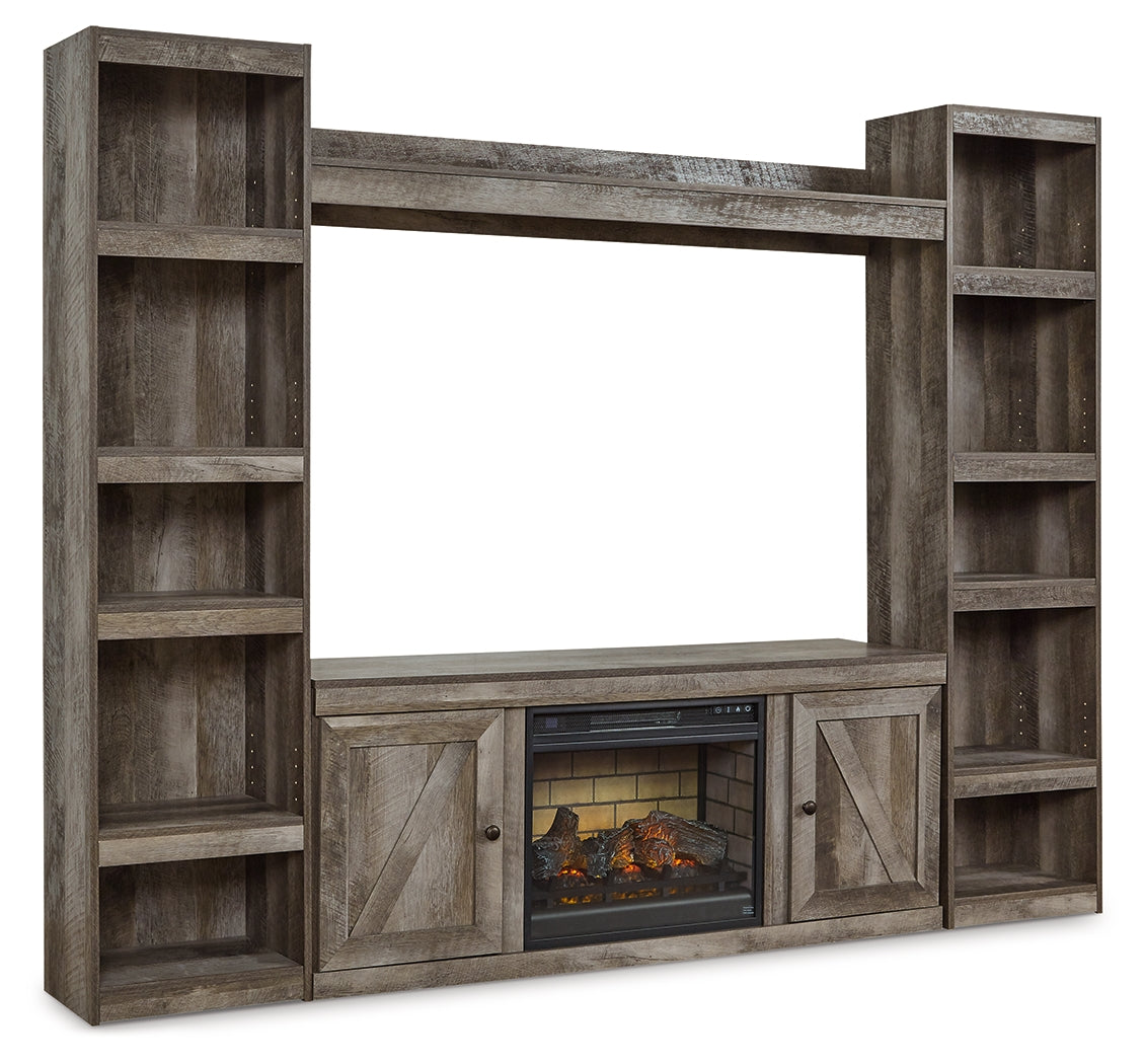 Wynnlow Gray 4-Piece Entertainment Center with Electric Fireplace (Online Special Price) (Open shelf) - Ornate Home
