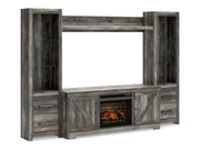 Wynnlow Gray 4-Piece Entertainment Center with Electric (Fireplace Wood-look fireplace) - Ornate Home