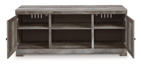 Wynnlow Gray 63" TV Stand with Electric Fireplace (faux glass crystals) - Ornate Home
