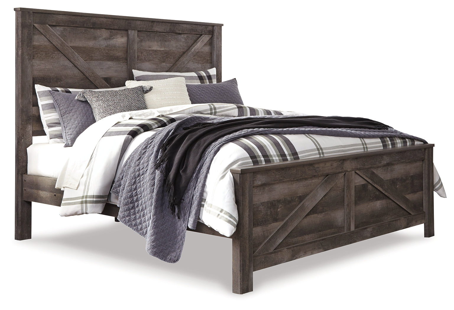 Wynnlow Gray King Crossbuck Panel Bed - Ornate Home