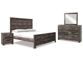 Wynnlow Gray King Crossbuck Panel Bedroom Set with Dresser, Mirror and Nightstand (Online Special Price) - Ornate Home