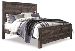 Wynnlow Gray King Crossbuck Panel Bedroom Set with Dresser, Mirror and Nightstand - Ornate Home