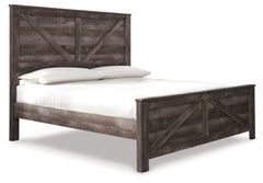 Wynnlow Gray King Crossbuck Panel Bedroom Set with Dresser, Mirror and Nightstand - Ornate Home