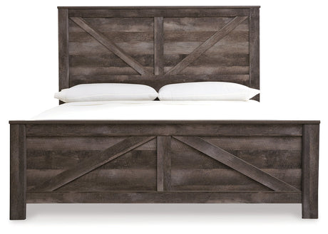 Wynnlow Gray King Crossbuck Panel Bedroom Set with Dresser, Mirror and Nightstand - Ornate Home