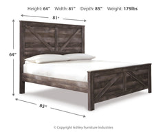 Wynnlow Gray King Crossbuck Panel Bedroom Set with Dresser, Mirror and Nightstand - Ornate Home