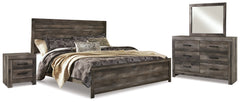 Wynnlow Gray King Panel Bedroom Set with Mirrored Dresser and Nightstand - Ornate Home