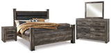 Wynnlow Gray King Poster Bedroom Set with Dresser, Mirror and 2 Nightstands (Online Special Price) - Ornate Home