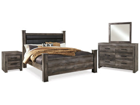 Wynnlow Gray King Poster Bedroom Set with Dresser, Mirror and Nightstand (Online Special Price) - Ornate Home