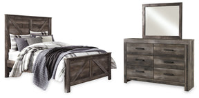 Wynnlow Gray Queen Crossbuck Panel Bed, Dresser and Mirror - Ornate Home