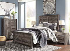 Wynnlow Gray Queen Crossbuck Panel Bed - Ornate Home