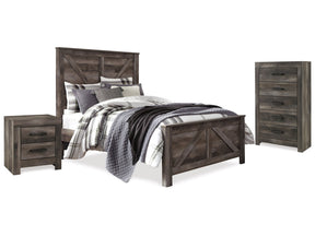 Wynnlow Gray Queen Crossbuck Panel Bedroom Set with Chest and Nightstand (Online Special Price) - Ornate Home