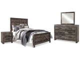Wynnlow Gray Queen Crossbuck Panel Bedroom Set with Dresser, Mirror, and Nightstand - Ornate Home