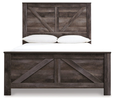 Wynnlow Gray Queen Crossbuck Panel Bedroom Set with Dresser, Mirror, and Nightstand - Ornate Home