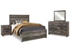 Wynnlow Gray Queen Panel Bedroom Set with Dresser, Mirror and 2 Nightstands - Ornate Home