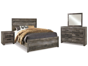 Wynnlow Gray Queen Panel Bedroom Set with Dresser, Mirror and 2 Nightstands - Ornate Home