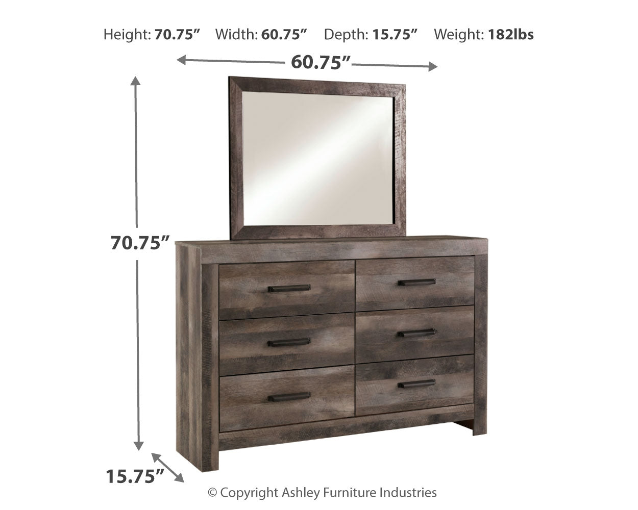 Wynnlow Gray Queen Panel Bedroom Set with Mirrored Dresser and Nightstand (Online Special Price) - Ornate Home