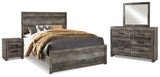 Wynnlow Gray Queen Panel Bedroom Set with Mirrored Dresser and Nightstand (Online Special Price) - Ornate Home