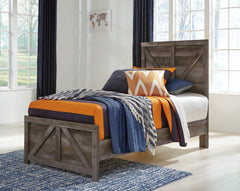 Wynnlow Gray Twin Crossbuck Panel Bed, Dresser and Mirror - Ornate Home