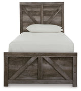 Wynnlow Gray Twin Crossbuck Panel Bed and 2 Nightstands (Online Special Price) - Ornate Home
