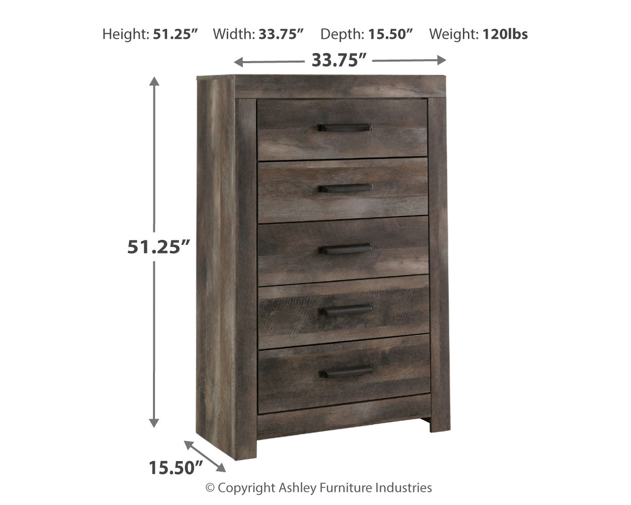 Wynnlow Queen Crossbuck Panel Bedroom Set with Dresser, Mirror and Chest (Online Special Price) - Ornate Home
