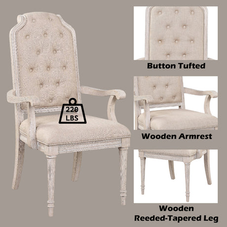 Wynsor Fabric & Antique Champagne Arm Chair - Ornate Home