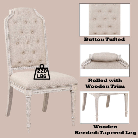 Wynsor Fabric & Antique Champagne Side Chair - Ornate Home