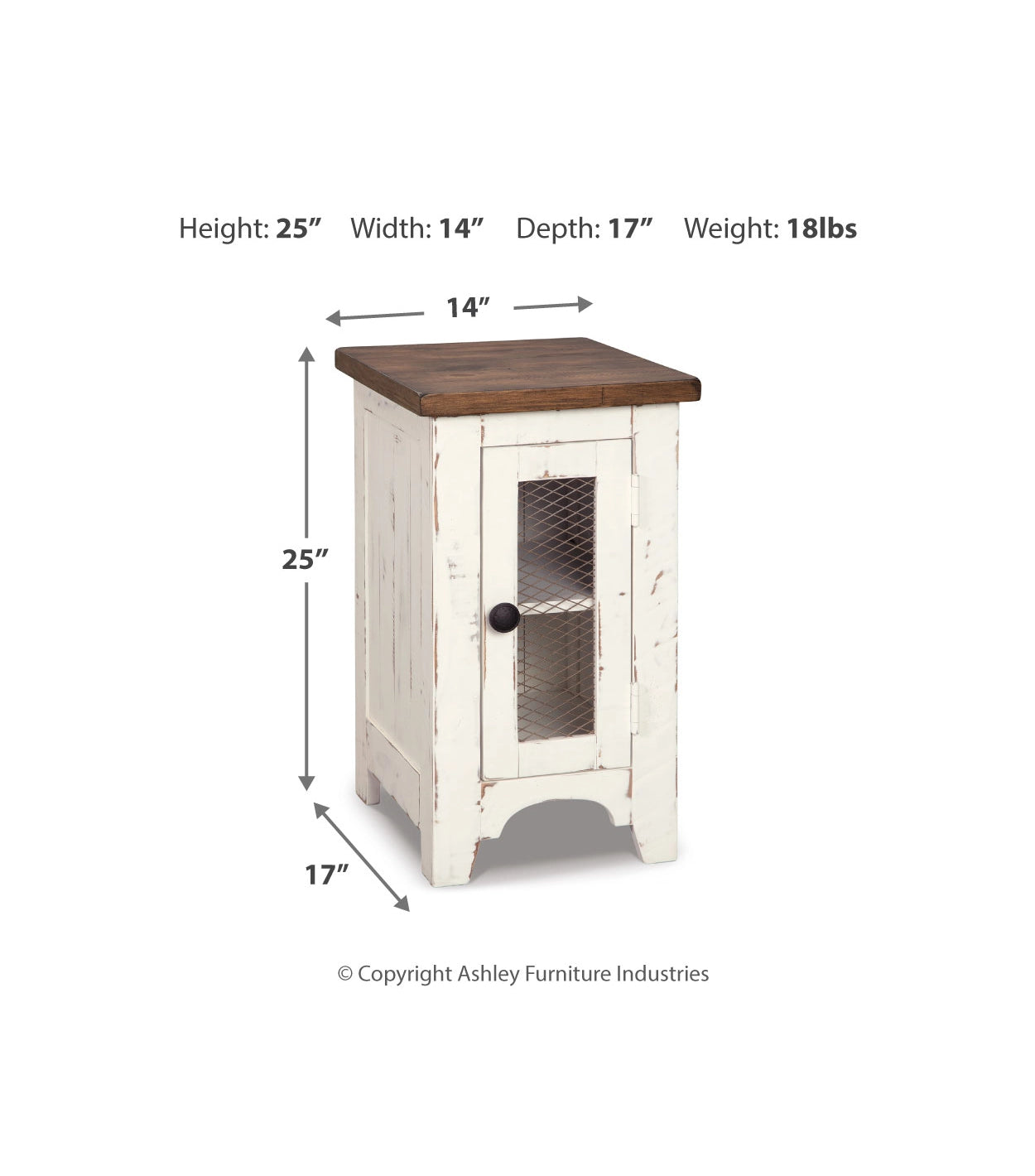 Wystfield White/Brown Chairside End Table - Ornate Home