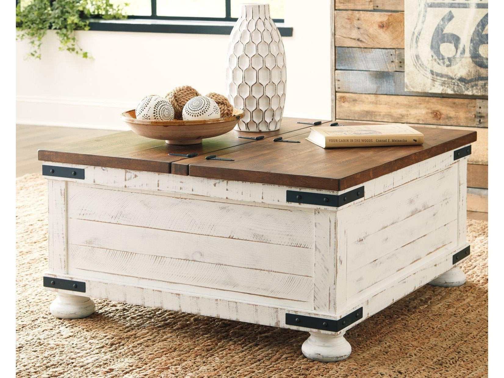 Wystfield White/Brown Cocktail Table with Storage (Online Special Price) - Ornate Home