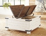 Wystfield White/Brown Cocktail Table with Storage (Online Special Price) - Ornate Home