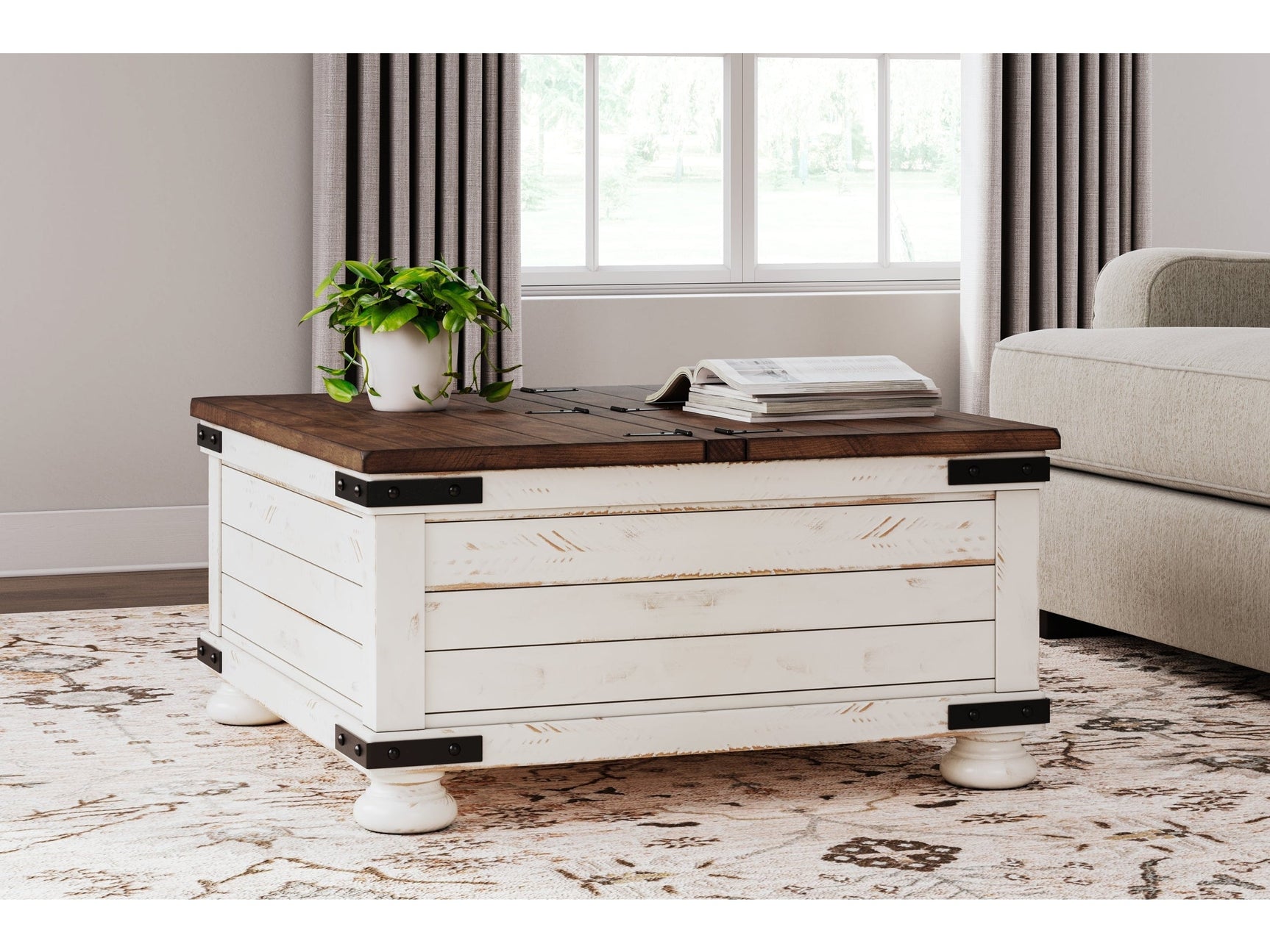 Wystfield White/Brown Cocktail Table with Storage (Online Special Price) - Ornate Home