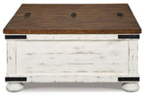 Wystfield White/Brown Cocktail Table with Storage - Ornate Home