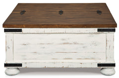 Wystfield White/Brown Cocktail Table with Storage - Ornate Home