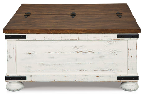 Wystfield White/Brown Cocktail Table with Storage - Ornate Home