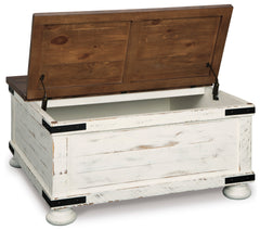 Wystfield White/Brown Cocktail Table with Storage - Ornate Home