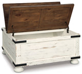 Wystfield White/Brown Cocktail Table with Storage - Ornate Home