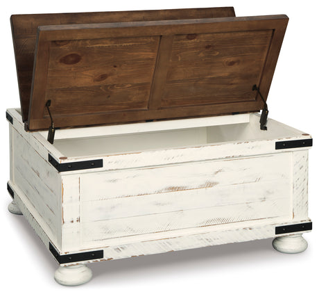 Wystfield White/Brown Cocktail Table with Storage - Ornate Home