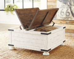 Wystfield White/Brown Cocktail Table with Storage - Ornate Home