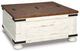 Wystfield White/Brown Cocktail Table with Storage - Ornate Home