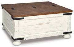 Wystfield White/Brown Cocktail Table with Storage - Ornate Home