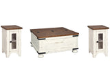 Wystfield White Coffee Table and 2 Chairside End Tables - Ornate Home