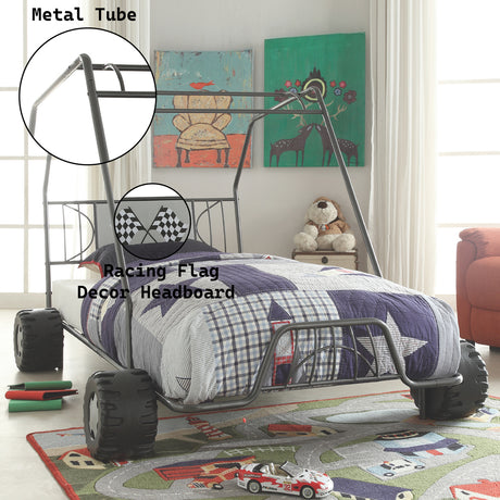 Xander Gunmetal Go Kart Twin Bed - Ornate Home