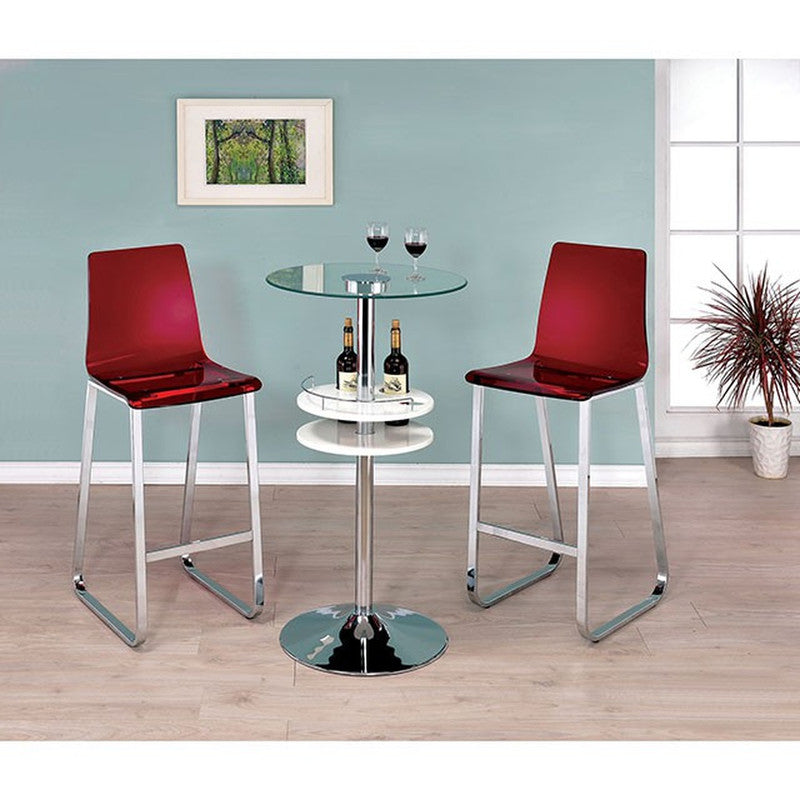 Xena Red/Chrome Bar Chair (Set of 2) - Ornate Home