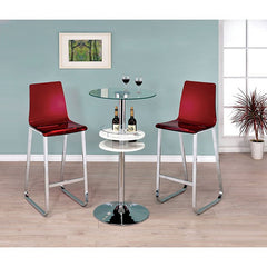 Xena Red/Chrome Bar Chair (Set of 2) - Ornate Home