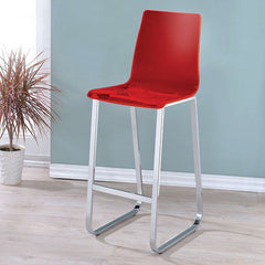 Xena Red/Chrome Bar Chair (Set of 2) - Ornate Home